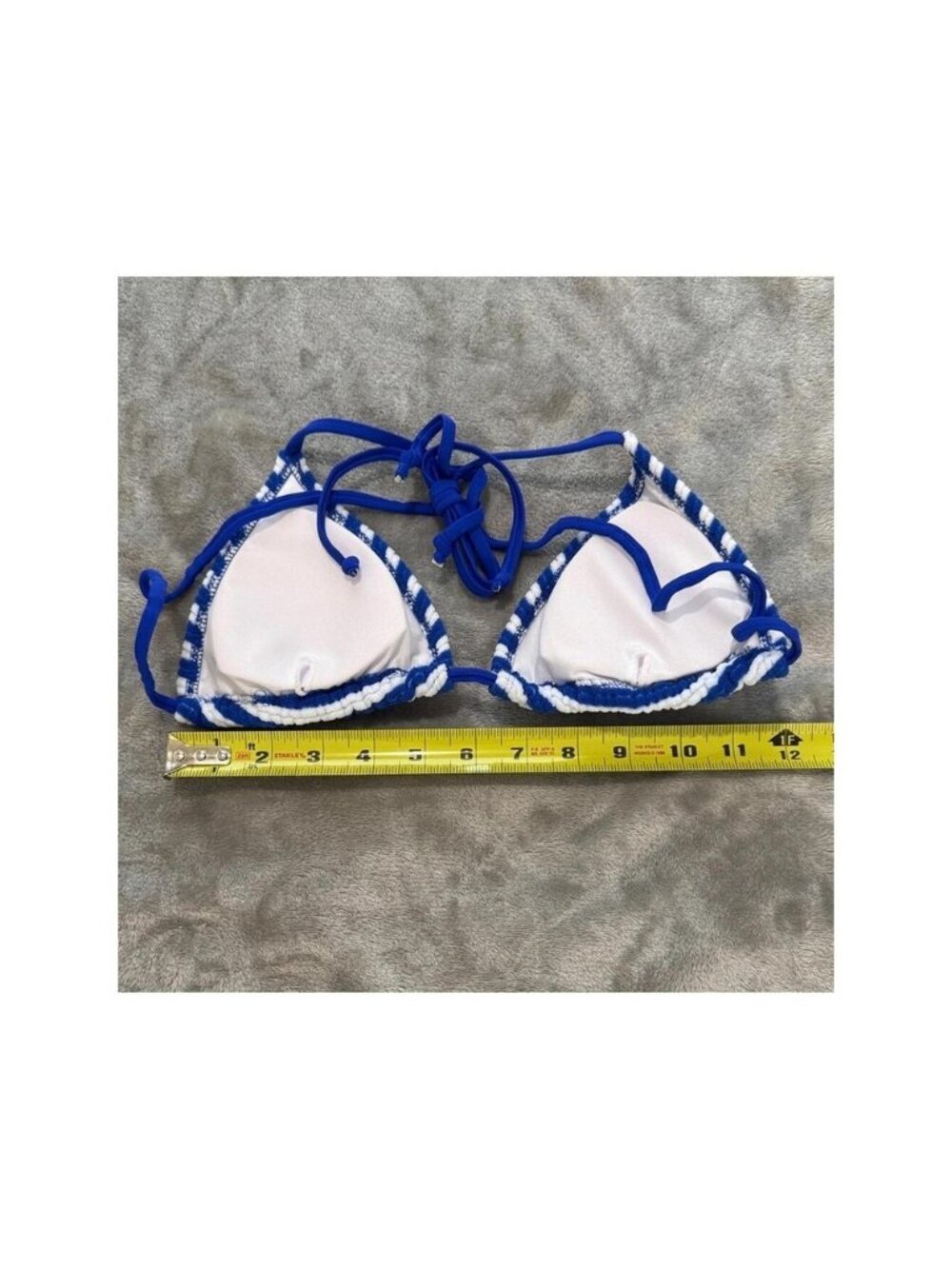 Striped Blue & White Triangle Bikini Top - Women - Picture 2 of 3